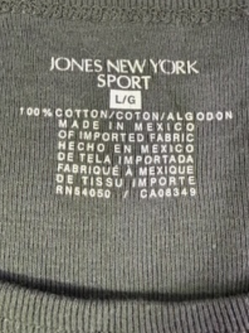 NWOT Jones NY Crew Neck Long Sleeve Charcoal Tee-Shirt Size L - Picture 5 of 5